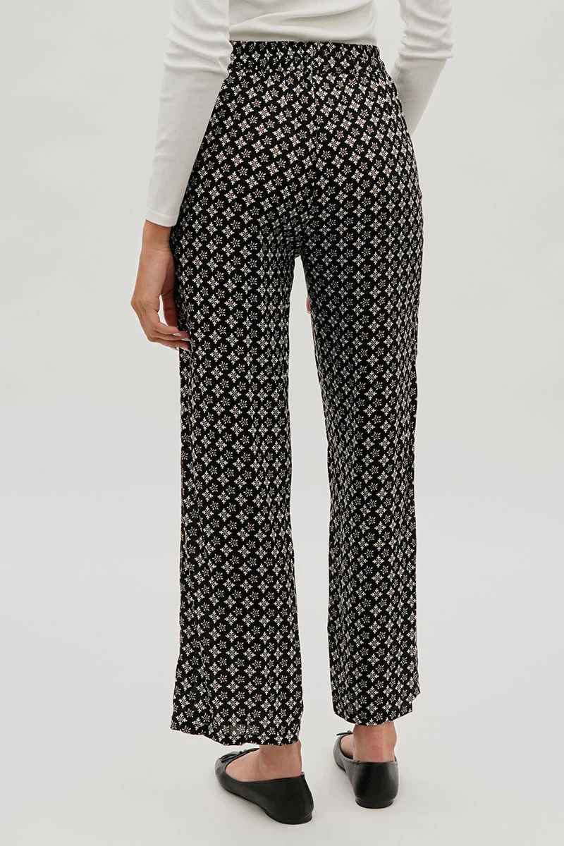 International INC Company Lattice Print Wide Leg Pants - Black - Image 3