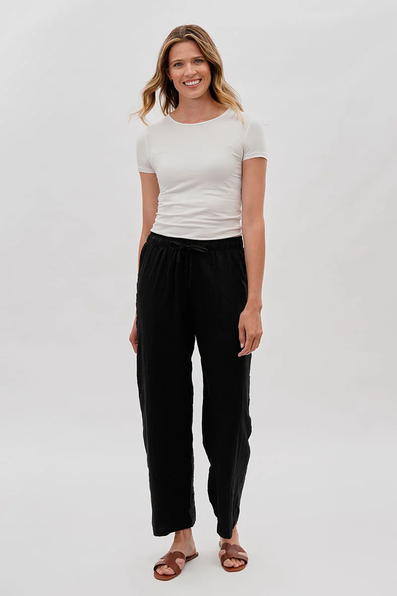 Runaway Bay Wide Leg Tie Waist Pants - Black - Image 5