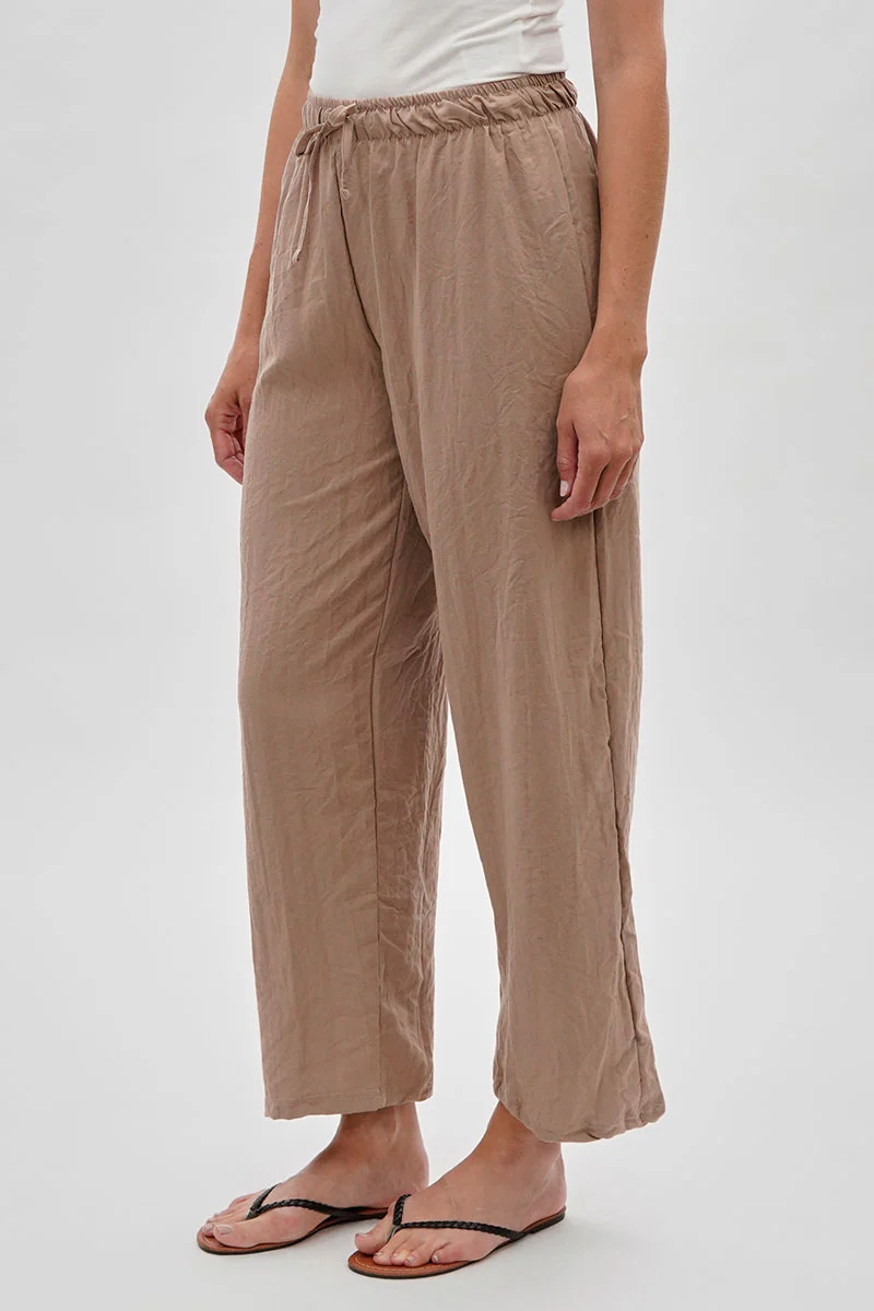 Runaway Bay Wide Leg Tie Waist Pants - Beige - Image 2