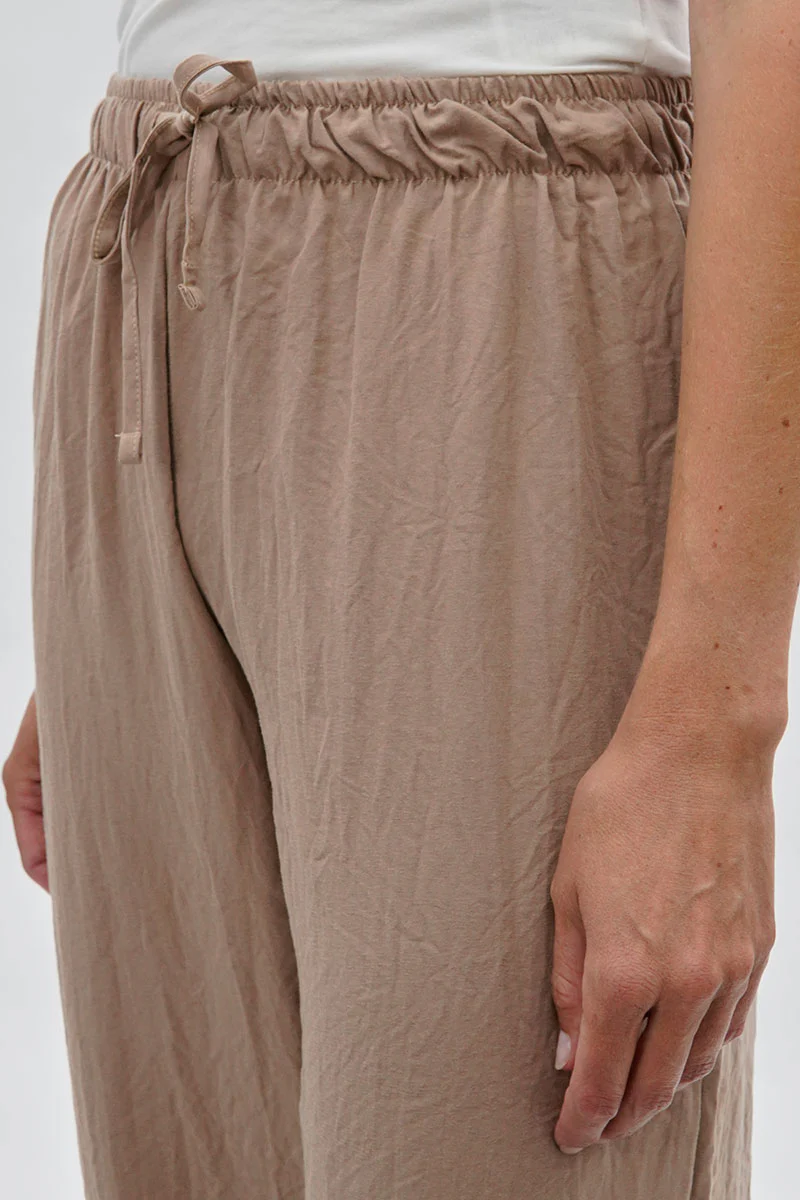 Runaway Bay Wide Leg Tie Waist Pants - Beige - Image 4