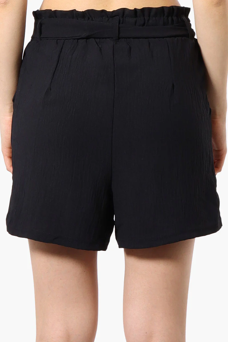 Urbanology Solid Belted Shorts - Black - Image 3