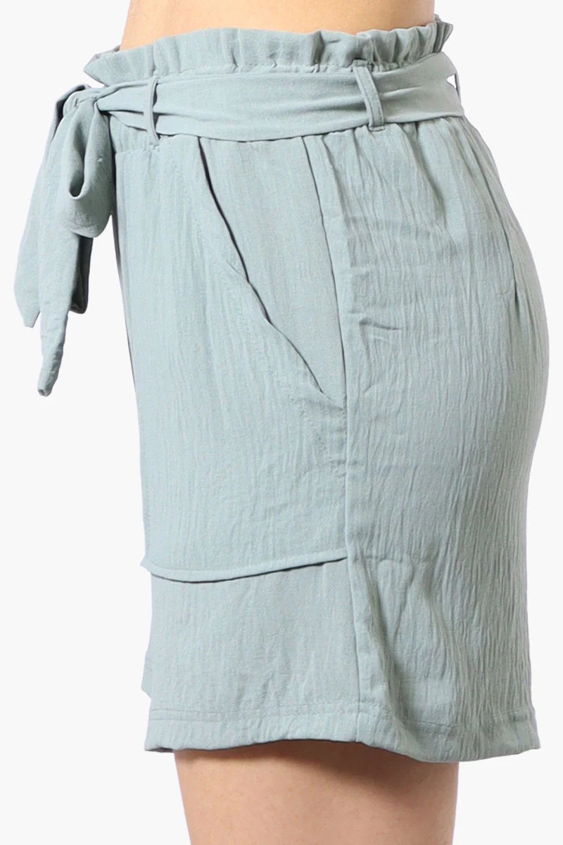Urbanology Solid Belted Shorts - Mint - Image 2
