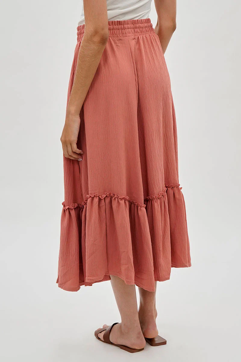 Stylexchange Vintage Tiered Cinched Skirt - Coral - Image 3