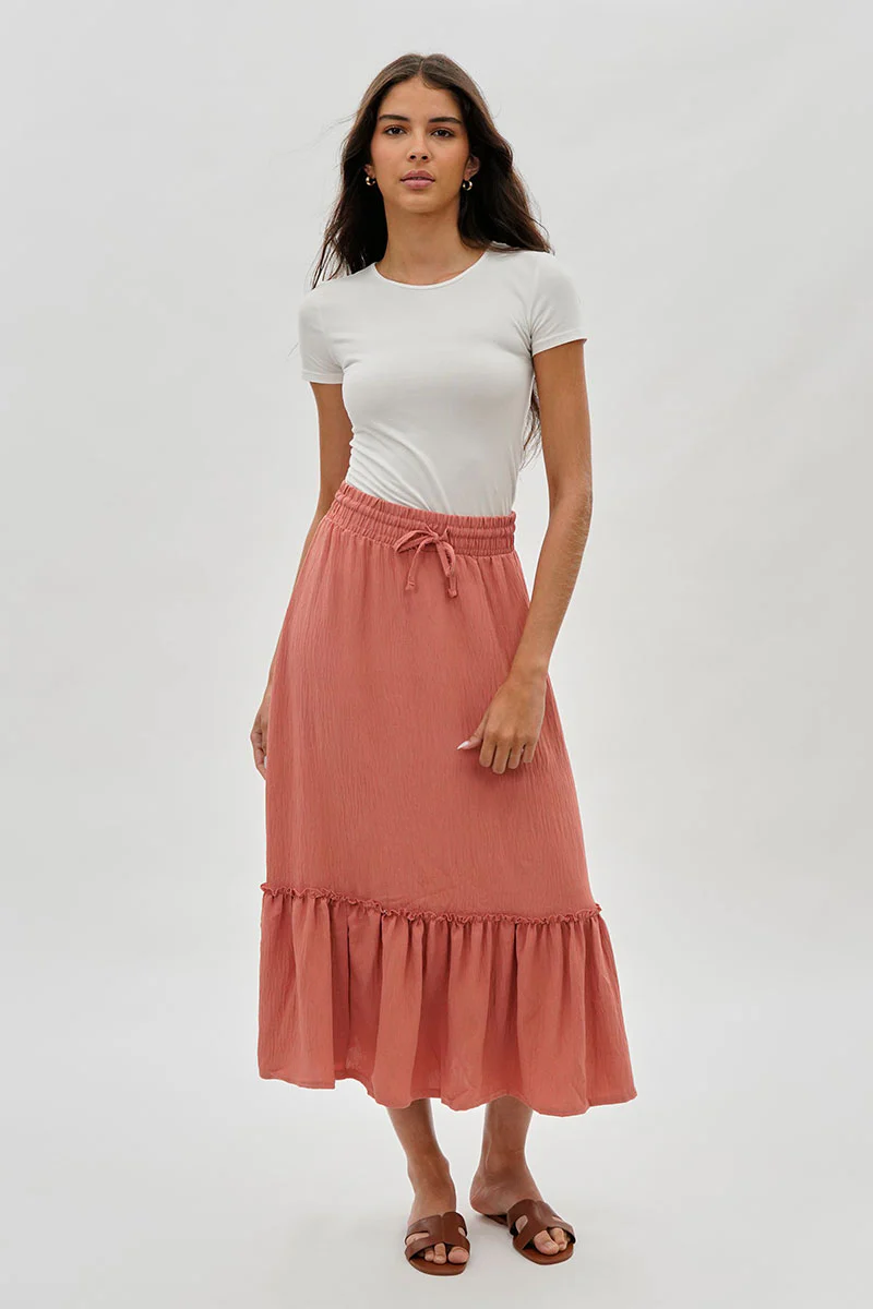 Stylexchange Vintage Tiered Cinched Skirt - Coral - Image 5