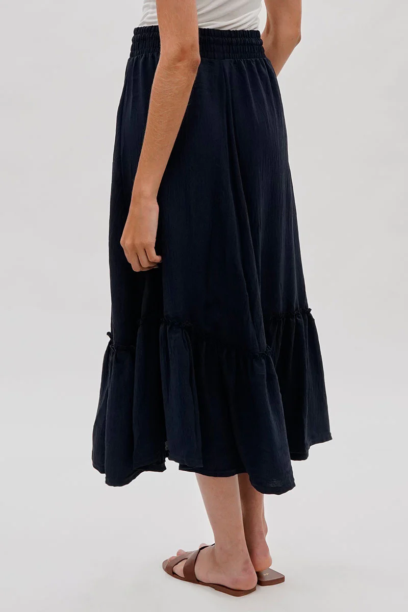 Stylexchange Vintage Tiered Cinched Skirt - Navy - Image 3