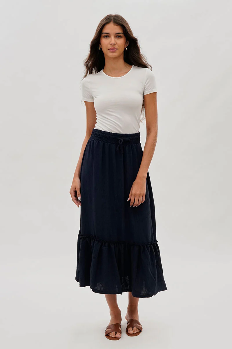 Stylexchange Vintage Tiered Cinched Skirt - Navy - Image 5