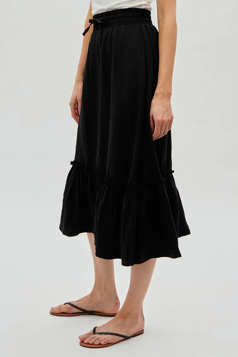 Runaway Bay Tiered Cinched Skirt - Black - Image 2