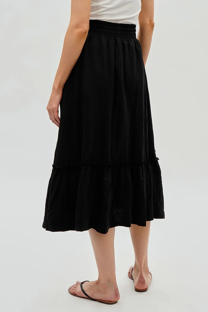 Runaway Bay Tiered Cinched Skirt - Black - Image 3