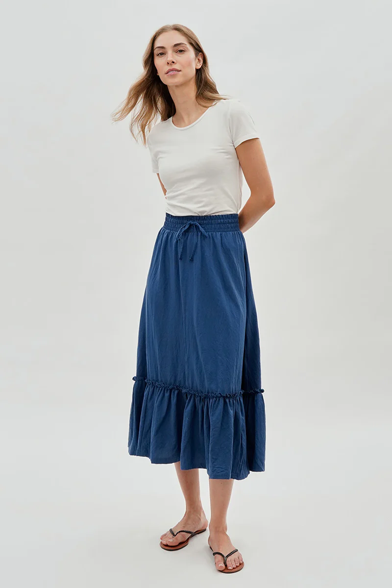 Runaway Bay Tiered Cinched Skirt - Blue - Image 5