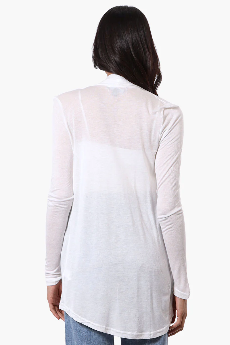 Magazine Long Sleeve Open Wrap Cardigan - White - Image 3