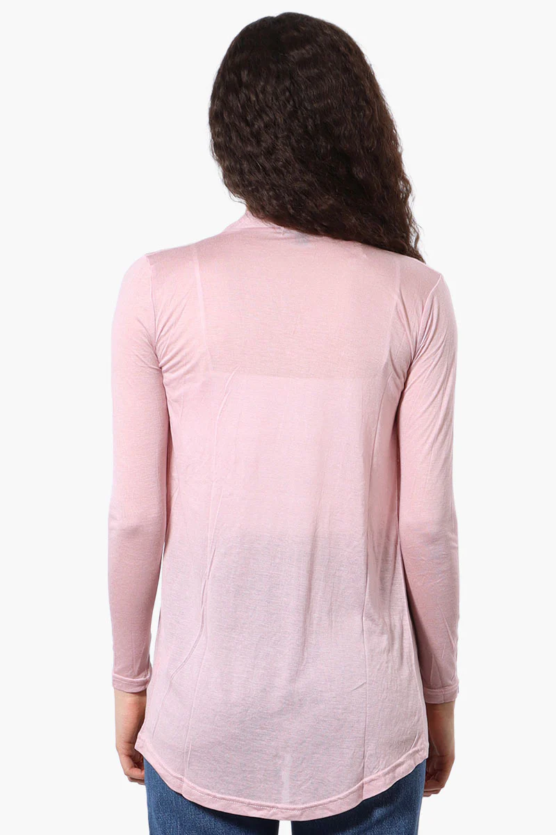 Magazine Long Sleeve Open Wrap Cardigan - Pink - Image 3