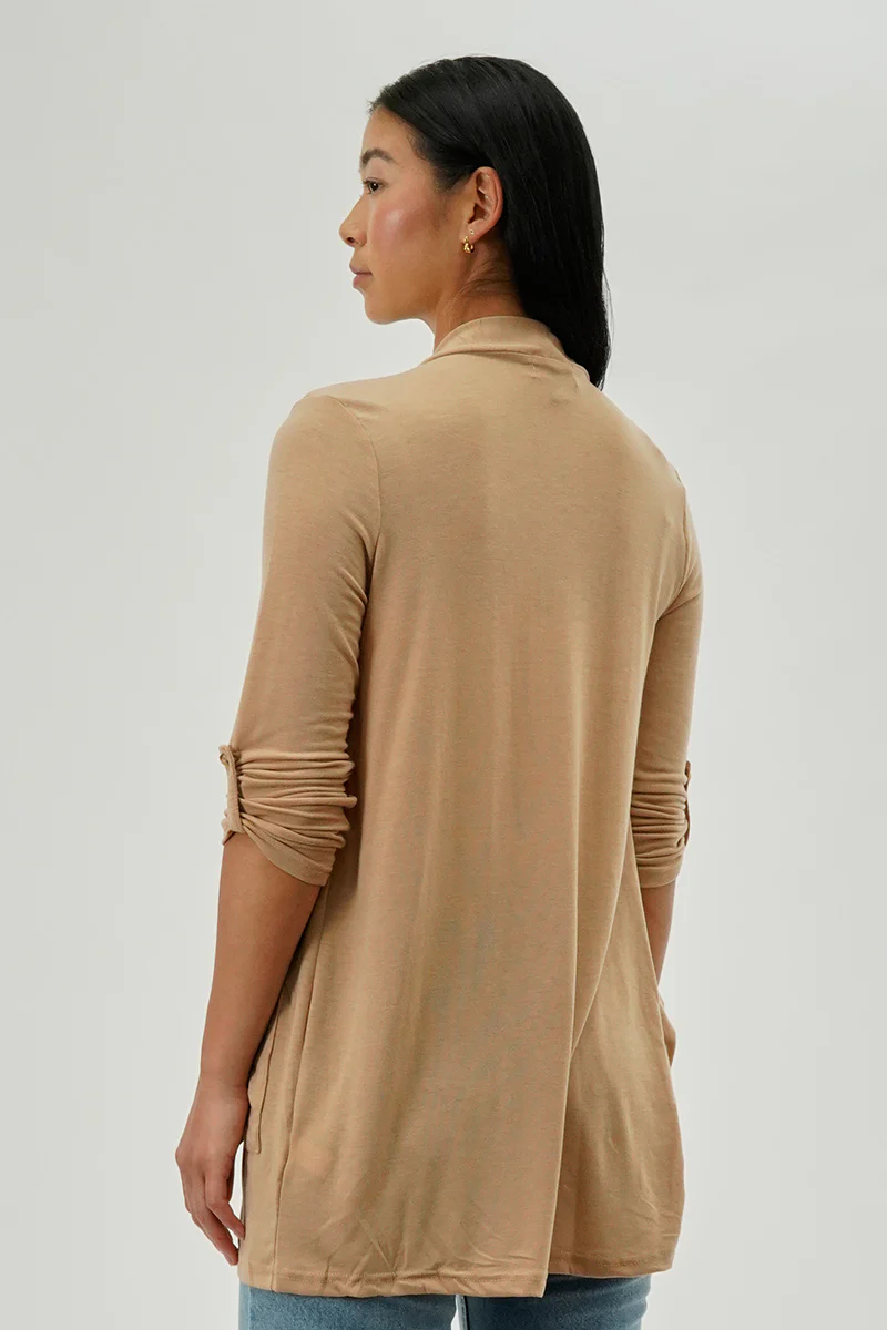 Fahrenheit Lightweight Wrap Cardigan - Camel - Image 3