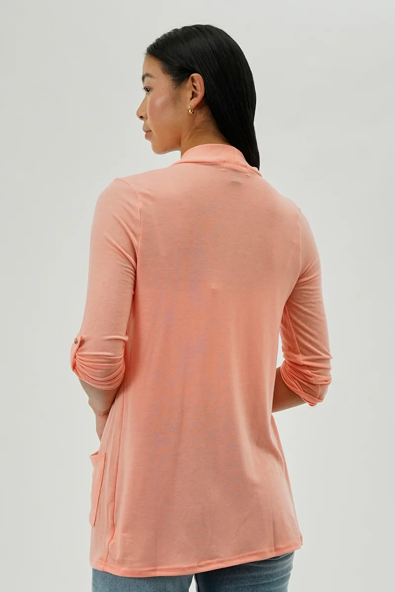 Fahrenheit Lightweight Wrap Cardigan - Peach - Image 3