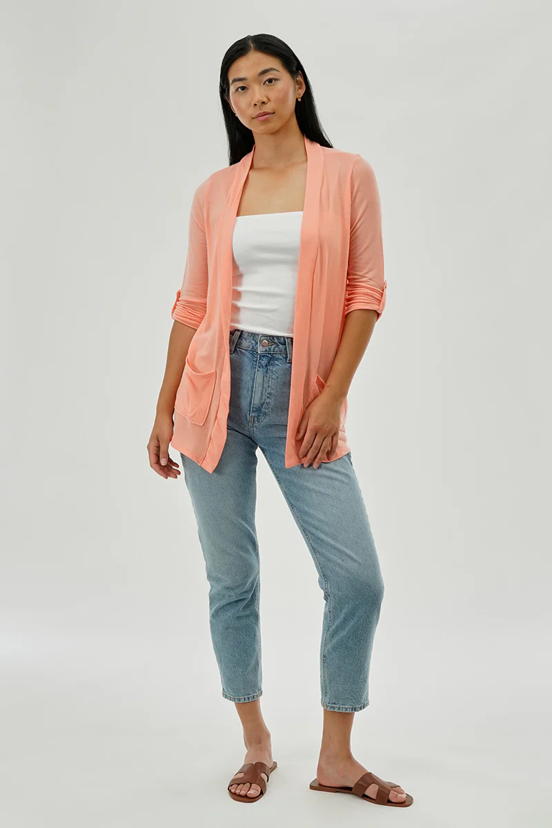 Fahrenheit Lightweight Wrap Cardigan - Peach - Image 5