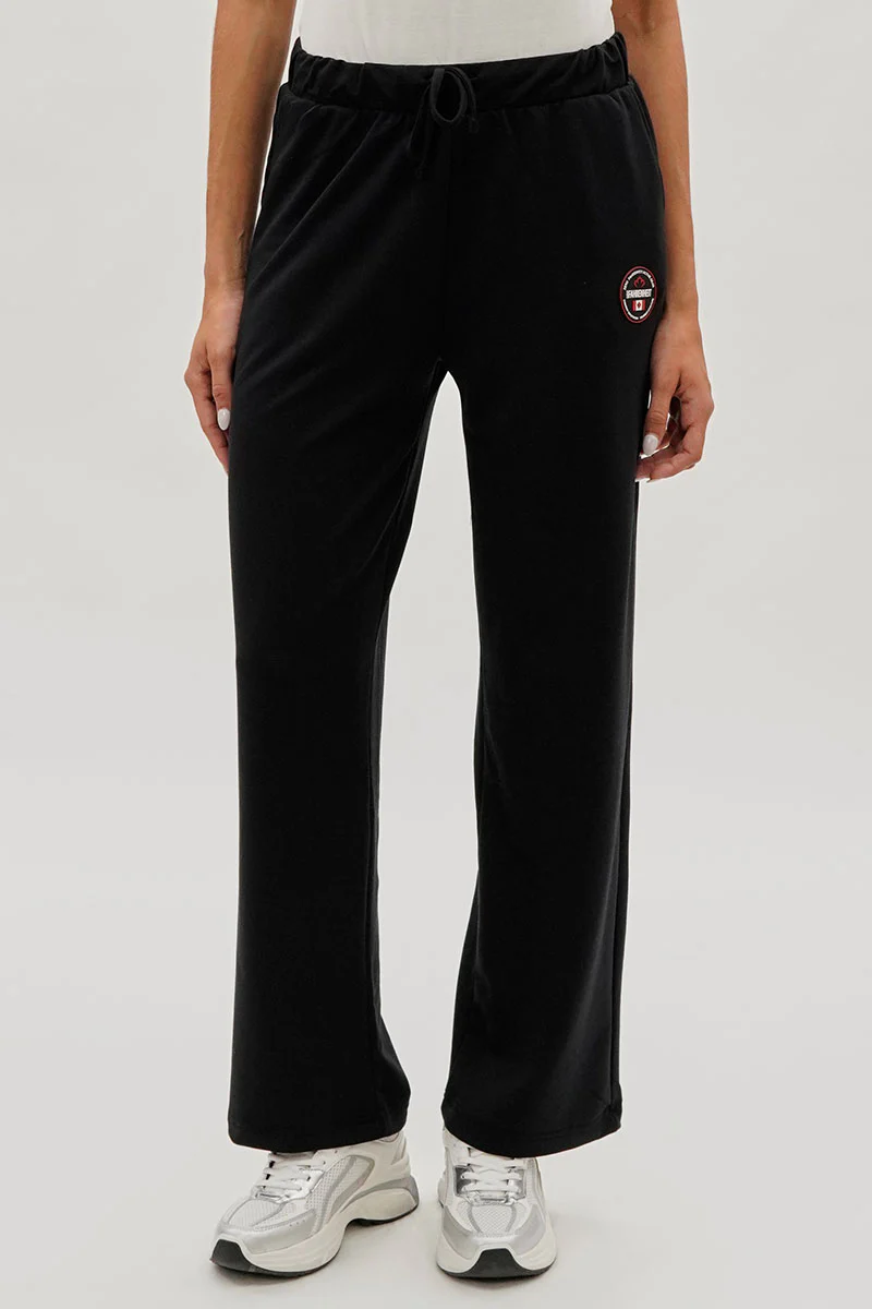Fahrenheit Wide Leg Drawstring Sweatpants - Black