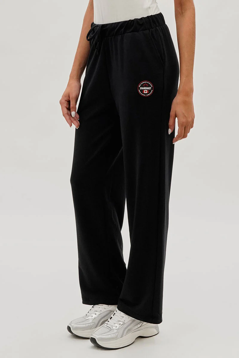 Fahrenheit Wide Leg Drawstring Sweatpants - Black - Image 2