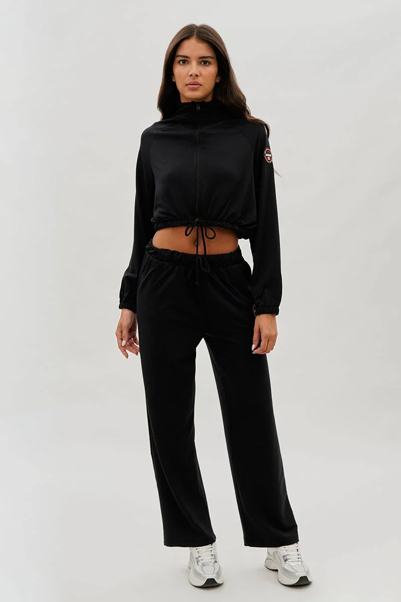 Fahrenheit Wide Leg Drawstring Sweatpants - Black - Image 5