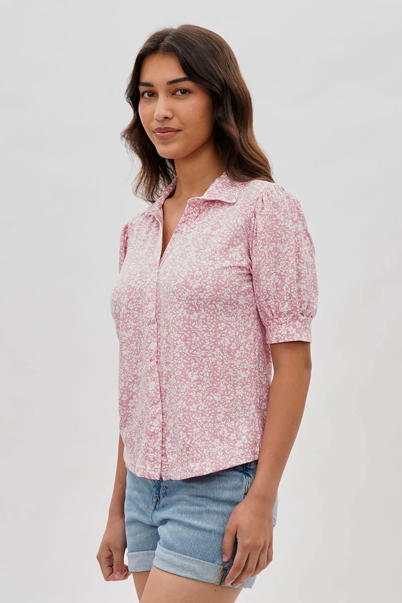 International INC Company Floral Puffer Sleeve Blouse - Pink - Image 2