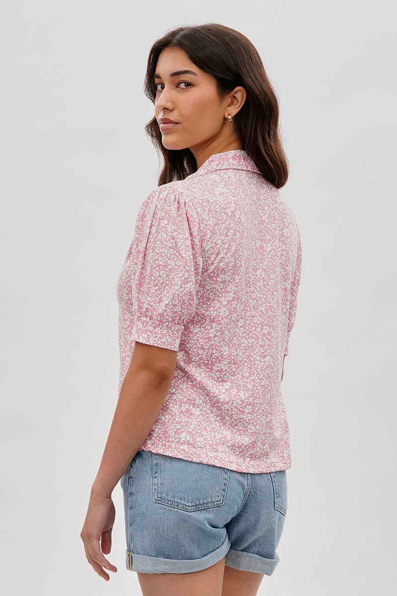 International INC Company Floral Puffer Sleeve Blouse - Pink - Image 3