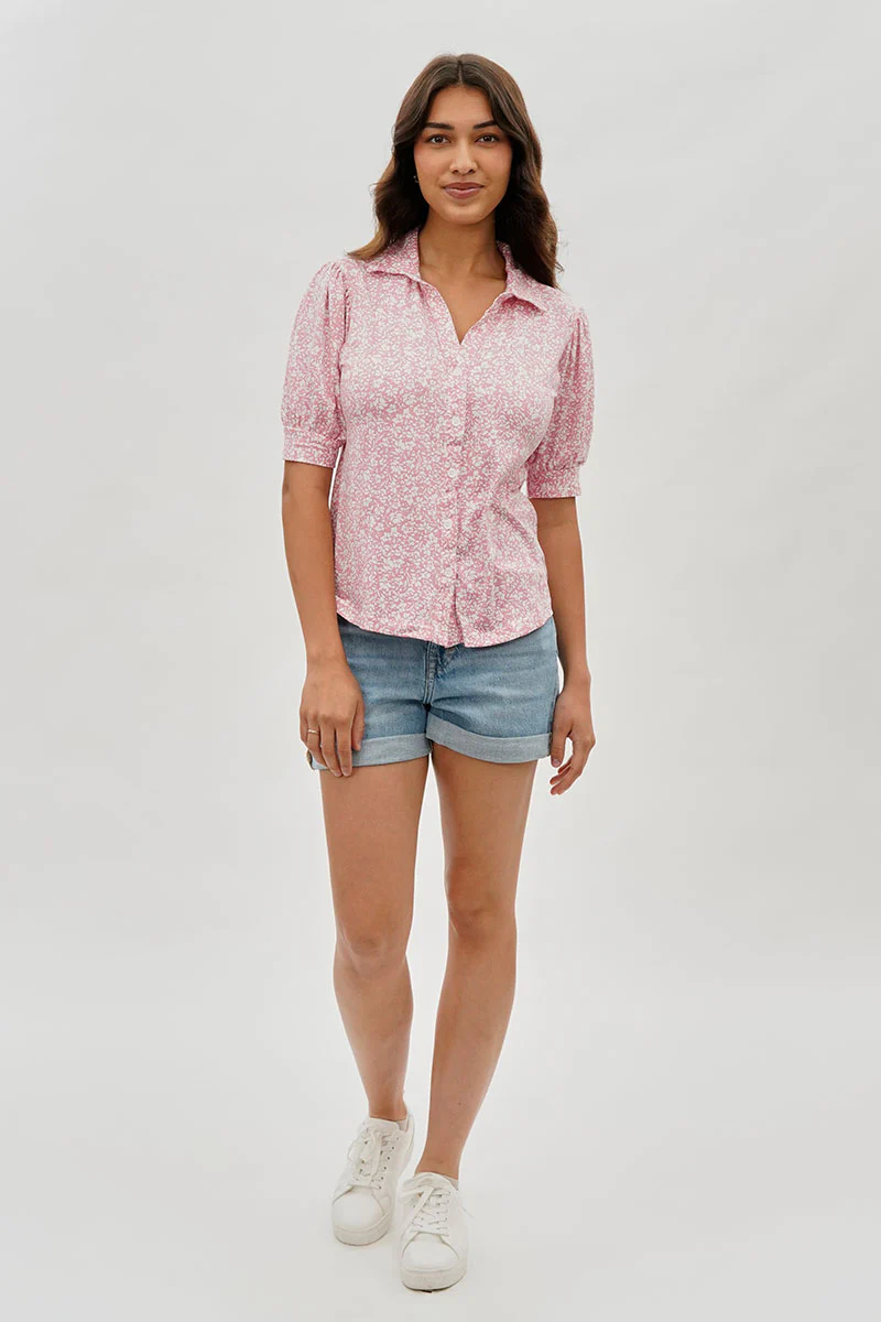 International INC Company Floral Puffer Sleeve Blouse - Pink - Image 5
