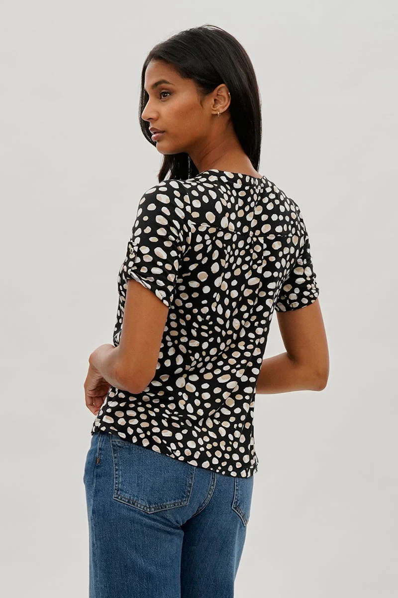 International INC Company Patterned Short Sleeve Blouse - Black - Image 3