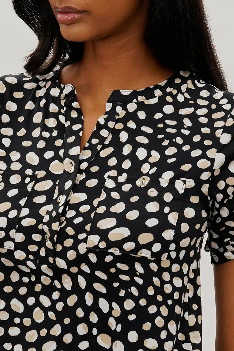 International INC Company Patterned Short Sleeve Blouse - Black - Image 4