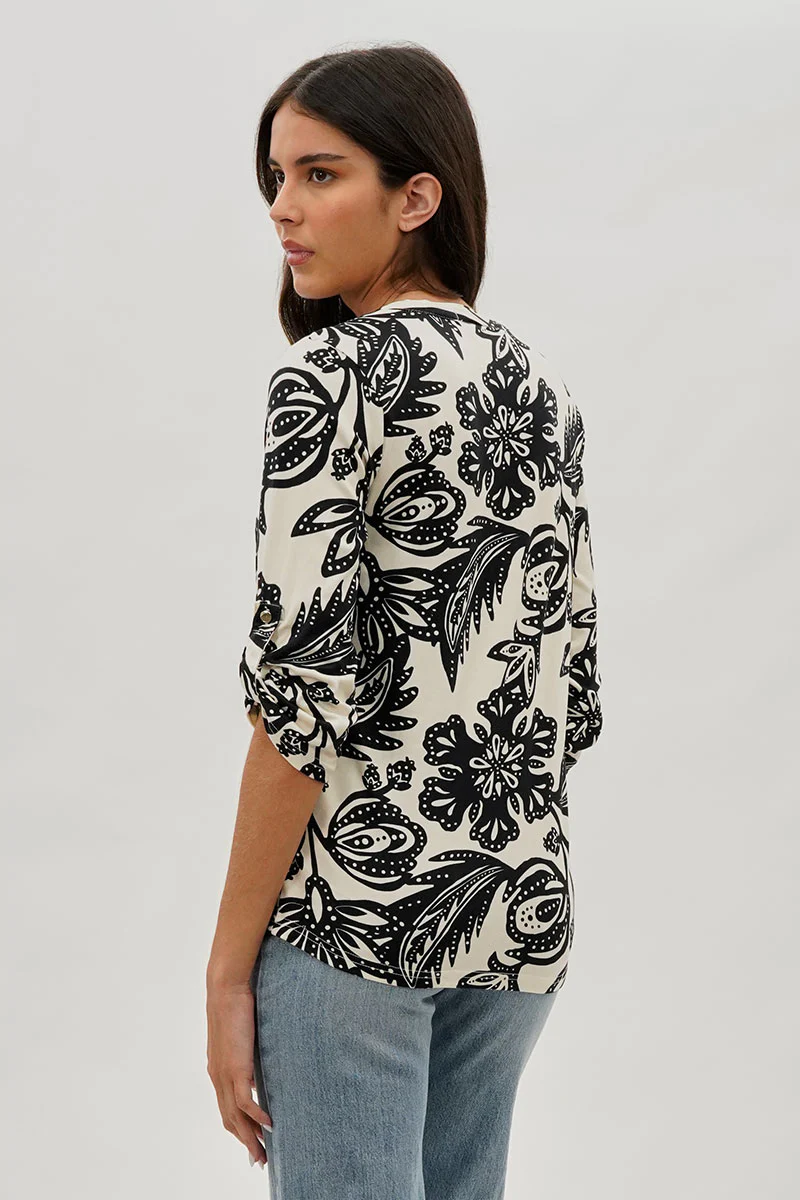 International INC Company Floral Lace Up Blouse - Black - Image 3