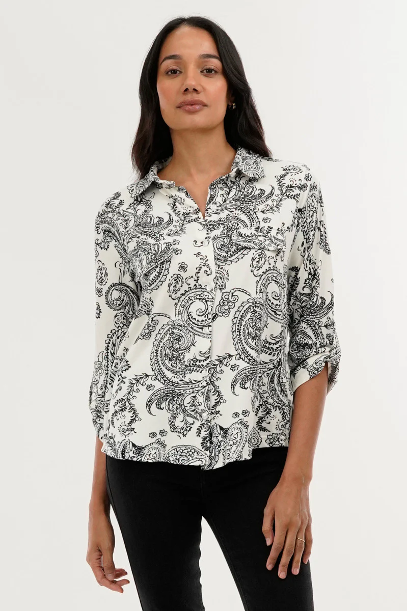 International INC Company Paisley Print Button Down Shirt - White