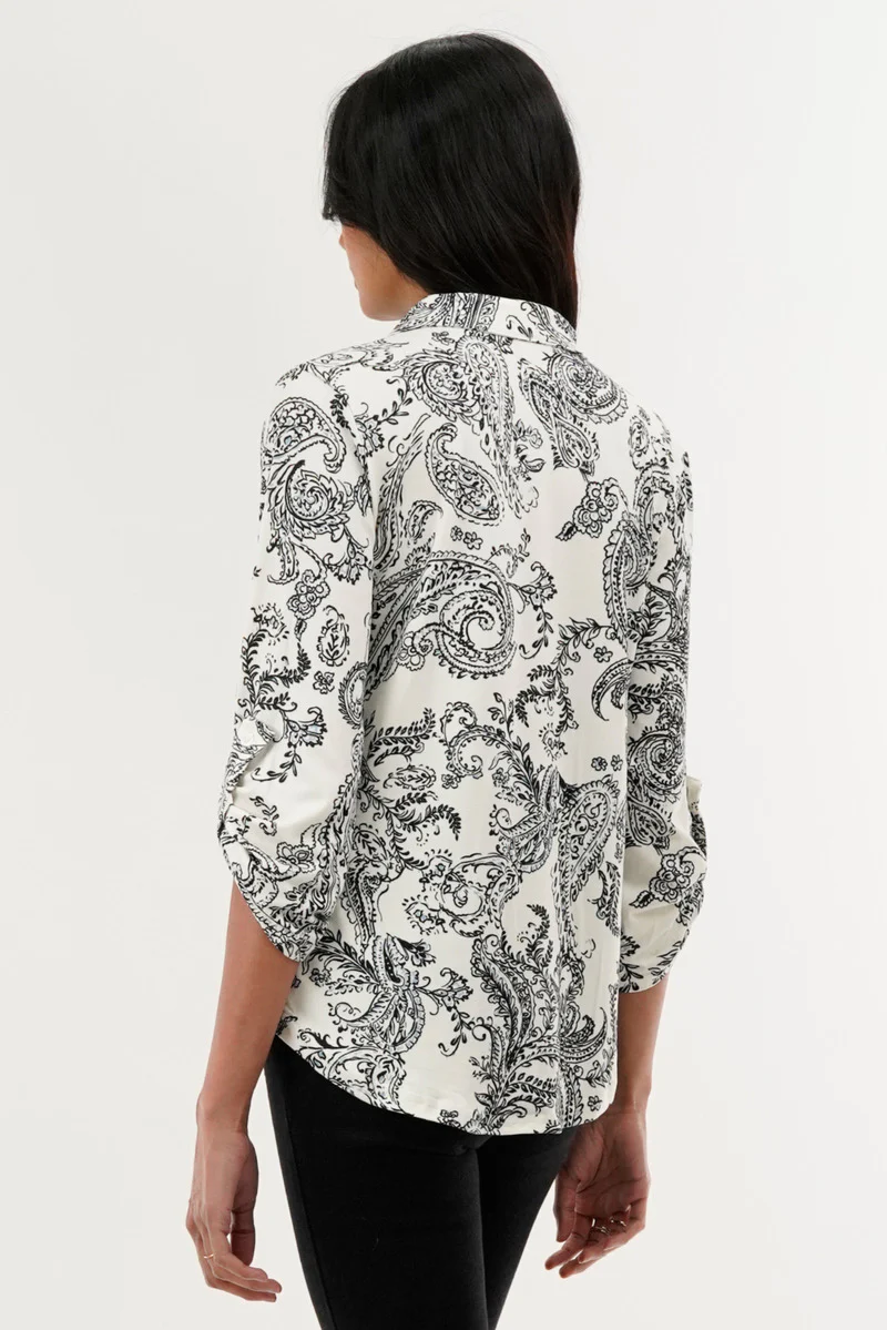 International INC Company Paisley Print Button Down Shirt - White - Image 3