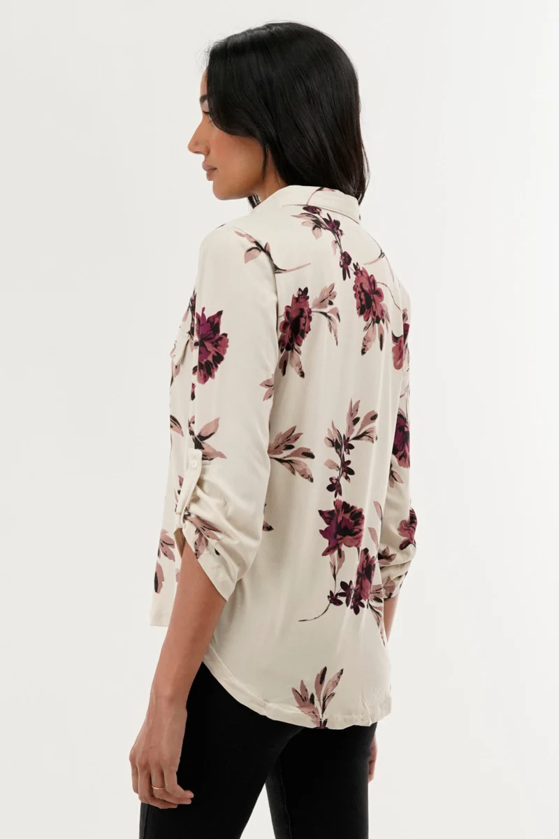 International INC Company Floral Button Down Shirt - Beige - Image 3