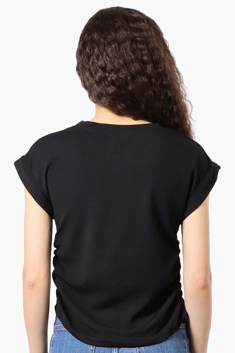 Impress Short Sleeve Side Ruching Blouse - Black - Image 3