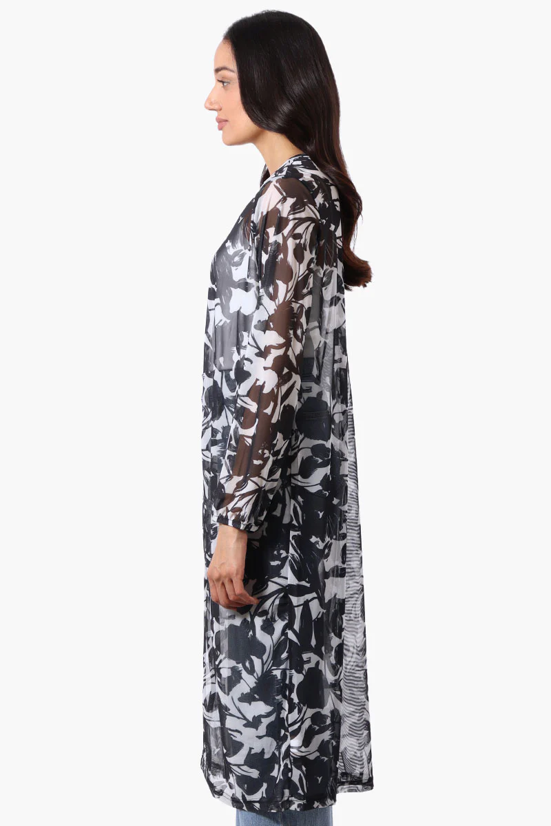 Stylexchange Floral Long Sleeve Sheer Duster Cardigan - White - Image 2