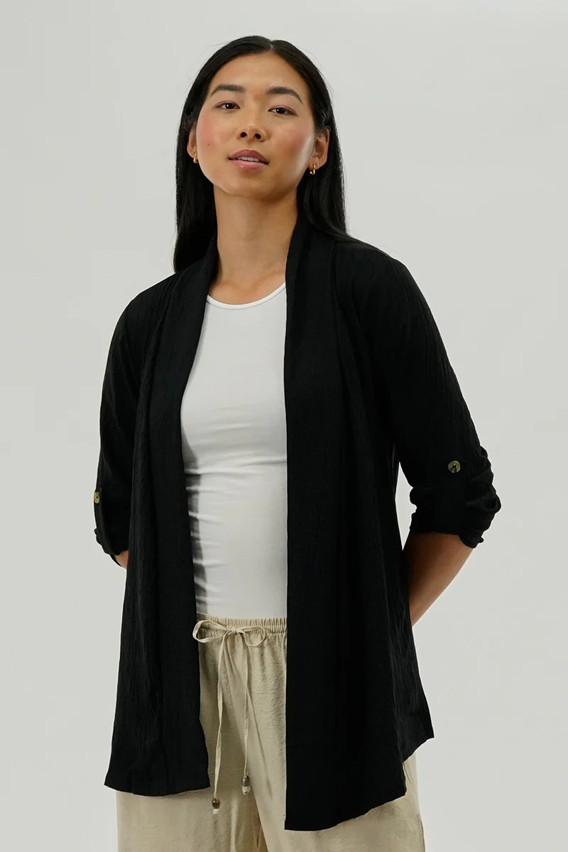 Urbanology Lightweight Wrap Cardigan - Black