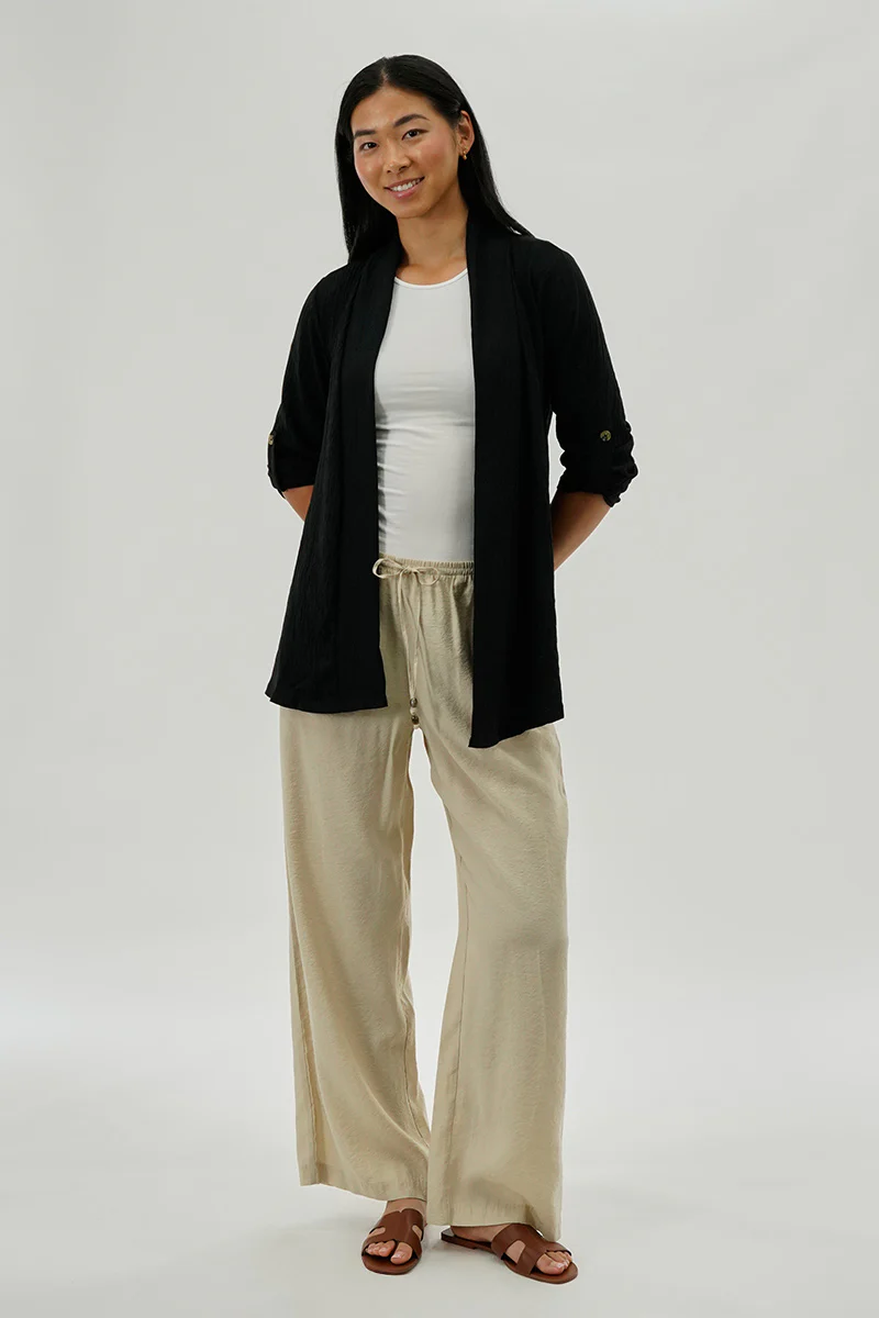 Urbanology Lightweight Wrap Cardigan - Black - Image 5