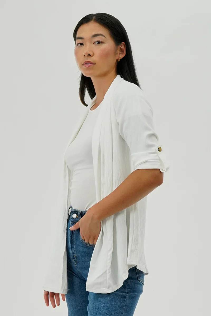 Urbanology Lightweight Wrap Cardigan - White - Image 2