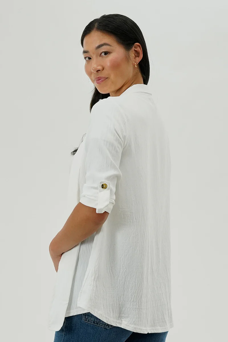Urbanology Lightweight Wrap Cardigan - White - Image 3