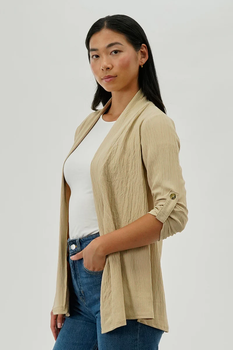 Urbanology Lightweight Wrap Cardigan - Cream - Image 2