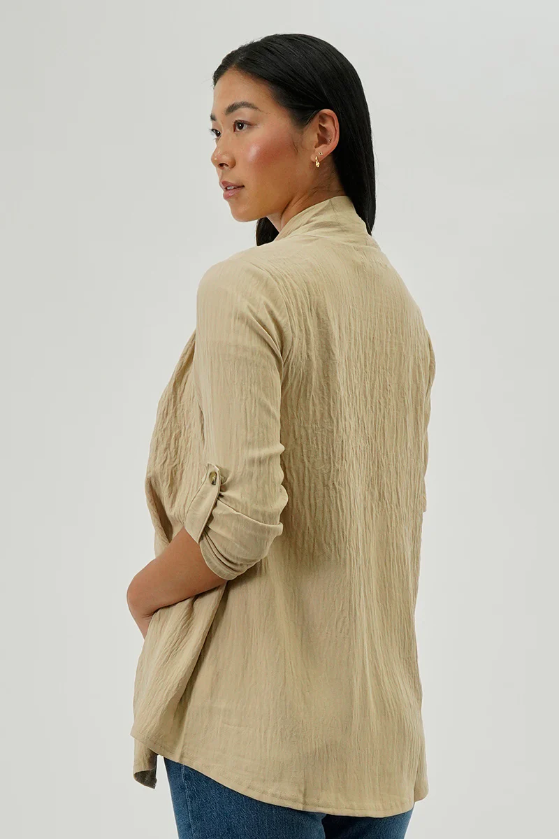 Urbanology Lightweight Wrap Cardigan - Cream - Image 3