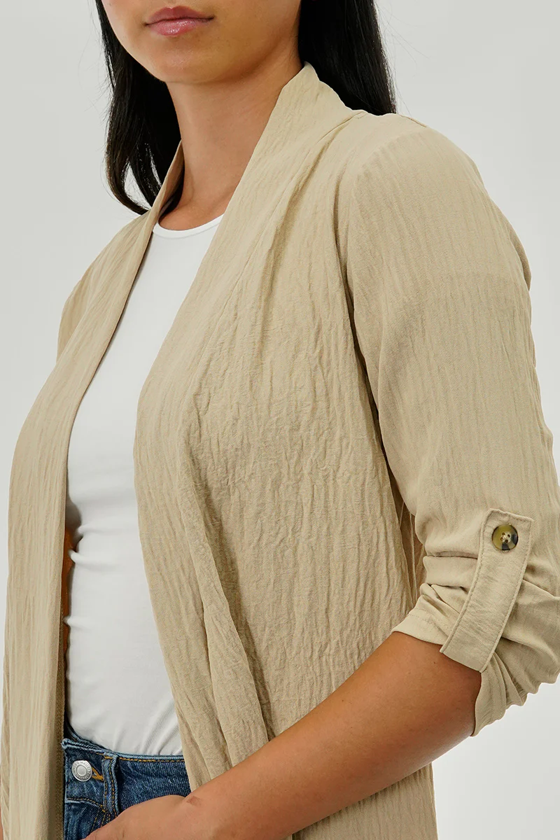 Urbanology Lightweight Wrap Cardigan - Cream - Image 4