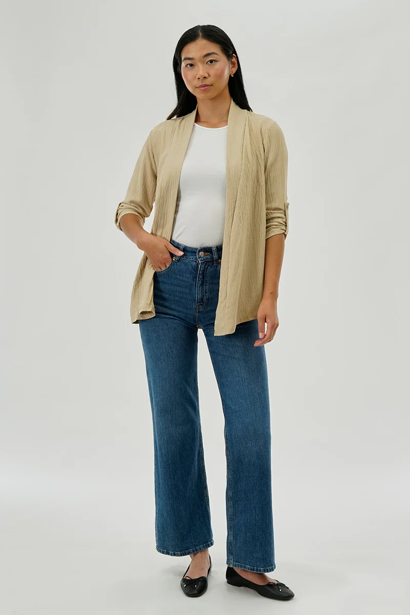 Urbanology Lightweight Wrap Cardigan - Cream - Image 5