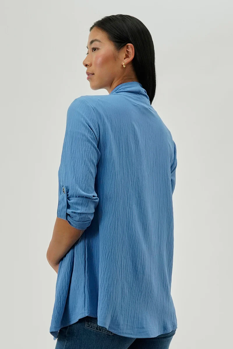 Urbanology Lightweight Wrap Cardigan - Blue - Image 3