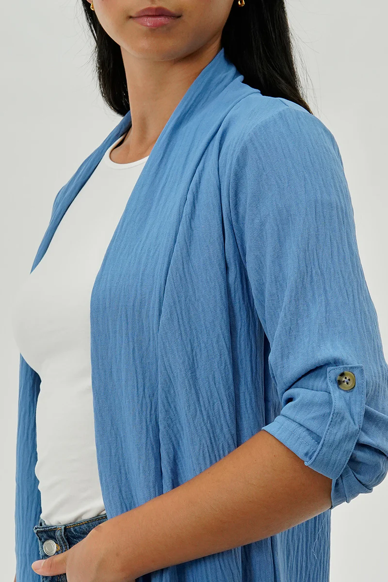 Urbanology Lightweight Wrap Cardigan - Blue - Image 4