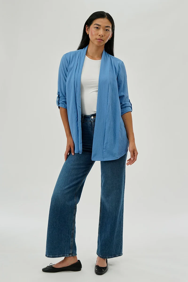 Urbanology Lightweight Wrap Cardigan - Blue - Image 5