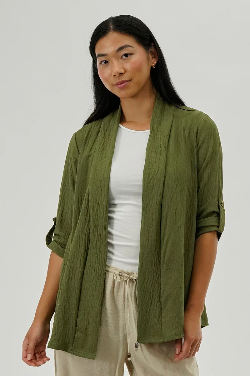 Urbanology Lightweight Wrap Cardigan - Olive