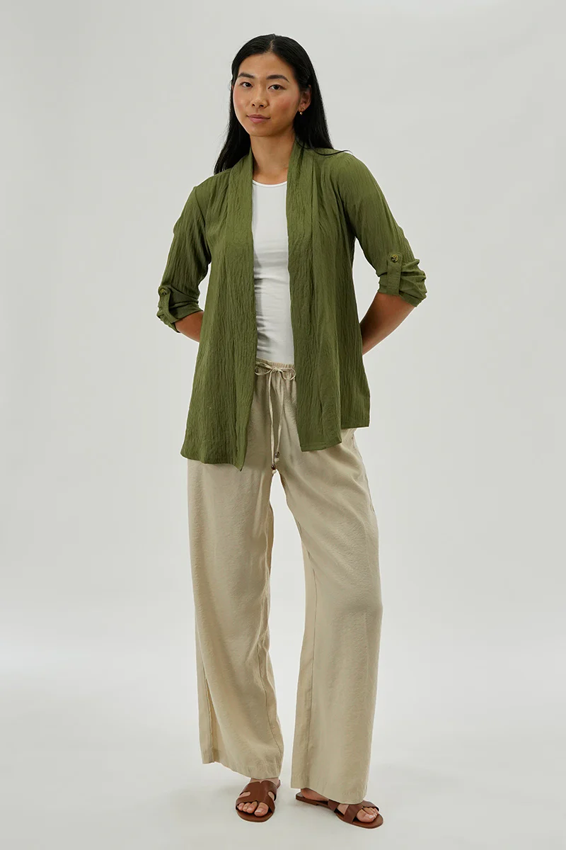 Urbanology Lightweight Wrap Cardigan - Olive - Image 5