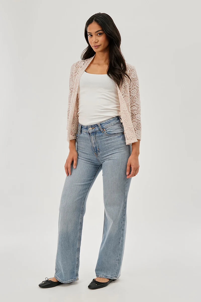 Costa Blanca Floral Lace Shrug Cardigan - Beige - Image 5