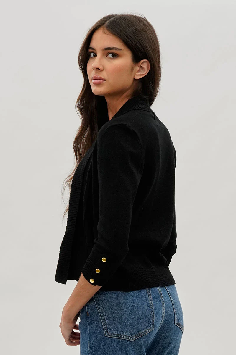 Beechers Brook 3/4 Sleeve Open Shrug Cardigan - Black - Image 3