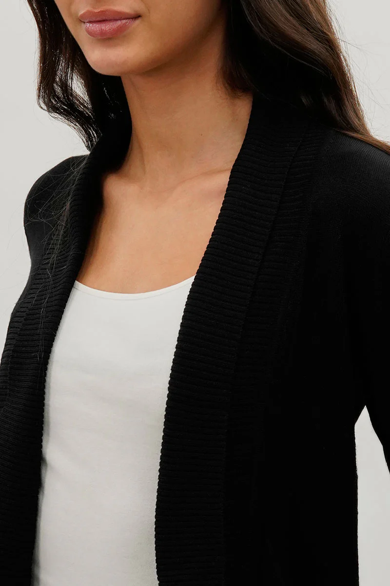 Beechers Brook 3/4 Sleeve Open Shrug Cardigan - Black - Image 4