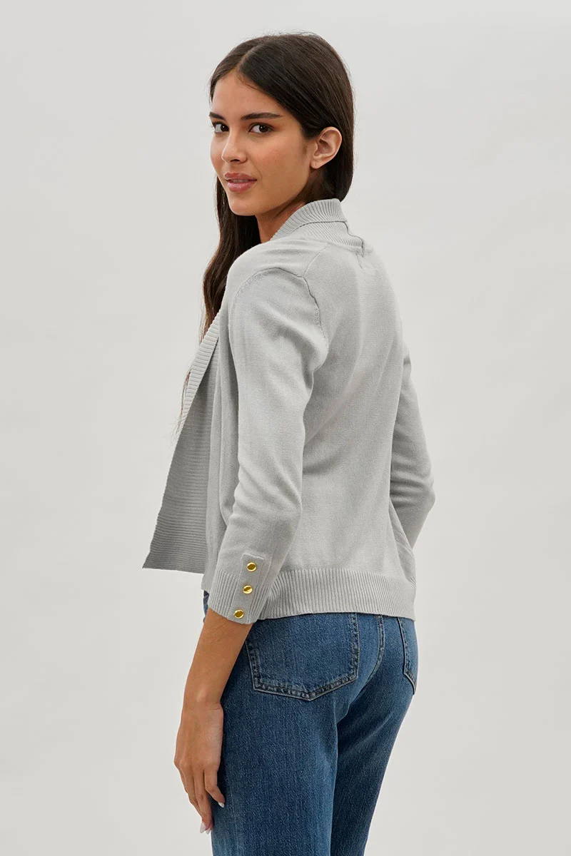 Beechers Brook 3/4 Sleeve Open Shrug Cardigan - Grey - Image 3