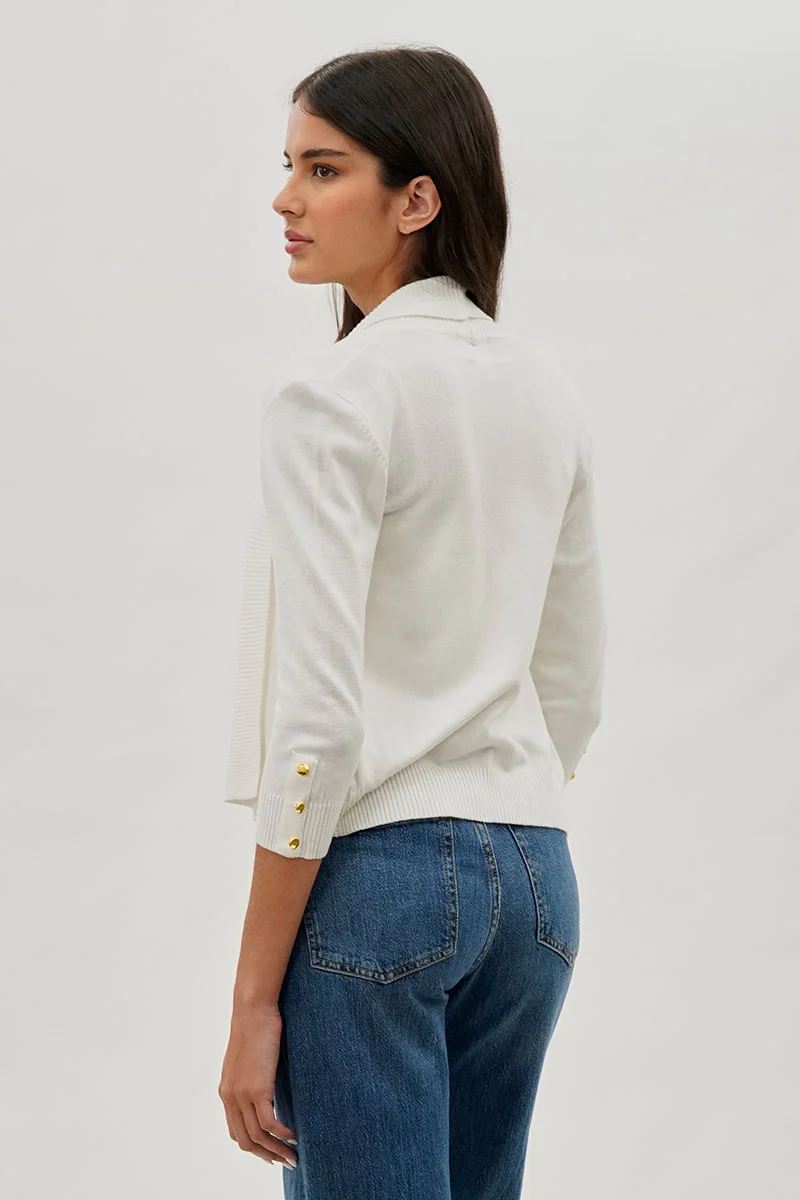 Beechers Brook 3/4 Sleeve Open Shrug Cardigan - White - Image 3